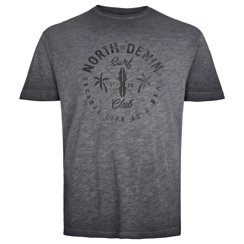 North 56 DENIM T-shirt manche courte noir délavé 2XL à 8XL - Surf Club-2XL