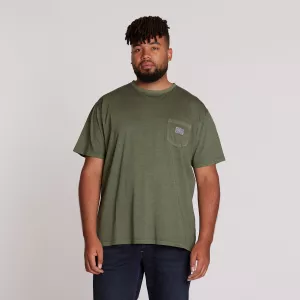 North 56 DENIM T-shirt manche courte vert olive foncé délavé-4XL