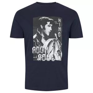 T-shirt Elvis Presley bleu marine imprimé vintage