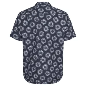 Chemise cuba imprimée bleu marine poche poitrine-5XL