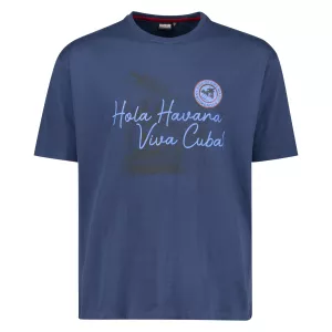 Tshirt Grande Taille bleu denim motif Hola Havana-5XL