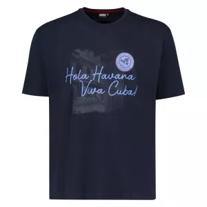 Tshirt Grande Taille bleu marine motif Hola Havana-4XL