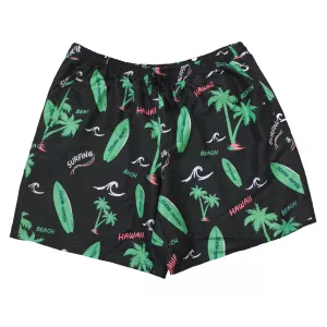 Short de bain noir imprimé surf -6XL