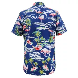 Chemise Hawaïenne bleue manche courte de 3XL à 6XL-5XL