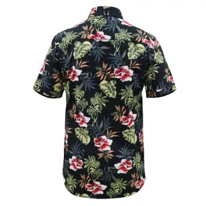 Chemise Hawaïenne noire manche courte de 3XL à 8XL-5XL