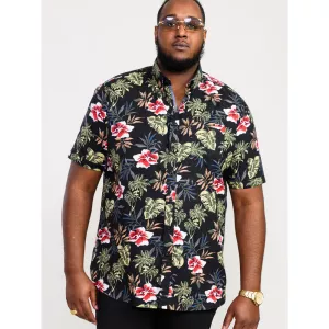 Chemise Hawaïenne noire manche courte de 3XL à 8XL-3XL