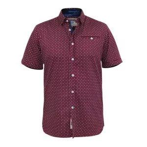 Chemise bordeaux motif blanc manche courte de 3XL à 6XL