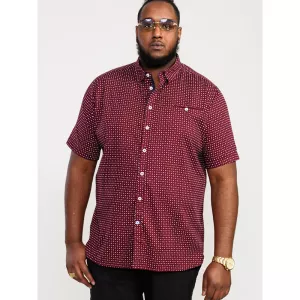 Chemise bordeaux motif blanc manche courte de 3XL à 6XL-5XL
