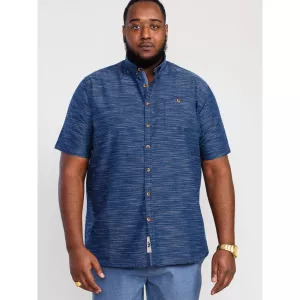 Chemise D555 col boutonné Mélange de bleu marine-4XL
