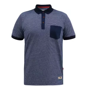 Polo contrasté poche poitrine Mélange de bleu marine-4XL