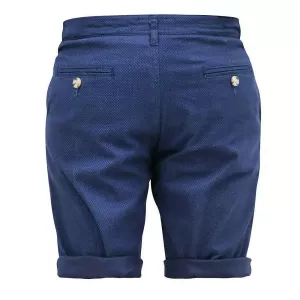 Short chino stretch imprimé marine petit motif-P48