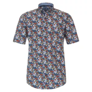 Chemise manche courte marine motif floral de 2XL à 7XL