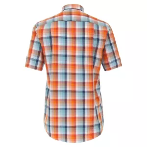 Chemise Comfort Fit à carreaux marine, turquoise, orange-6XL