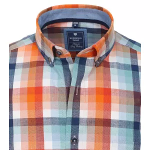 Chemise Comfort Fit à carreaux marine, turquoise, orange-6XL