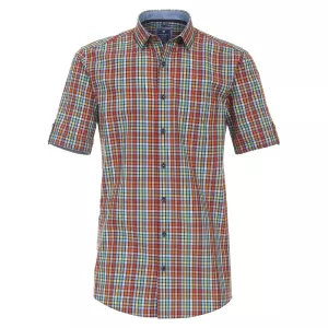 Chemise manche courte carreaux turquoise, orange, rouge, jaune de 2XL à 7XL