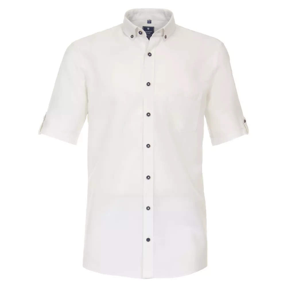 Chemise lin cotton manche courte blanche de 2XL à 6XL-5XL