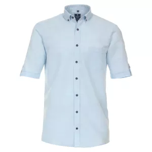 Chemise lin cotton manche courte bleu clair de 2XL à 6XL
