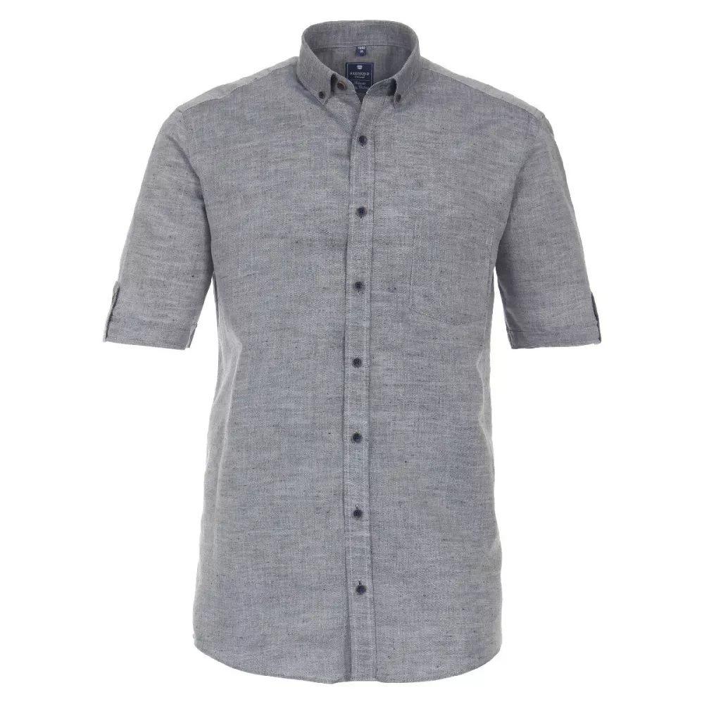 Chemise lin cotton manche courte bleu marine de 2XL à 6XL-6XL