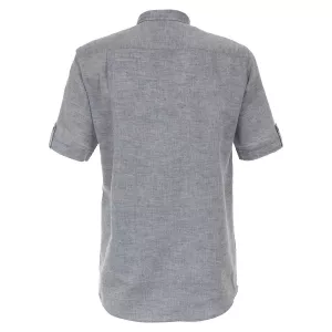 Chemise lin cotton manche courte bleu marine de 2XL à 6XL-5XL