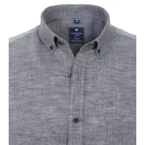 Chemise lin cotton manche courte bleu marine de 2XL à 6XL-5XL
