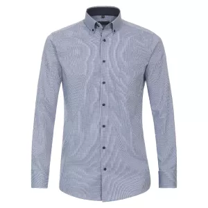 Chemise manche longue marine petit motif de 2XL à 6XL