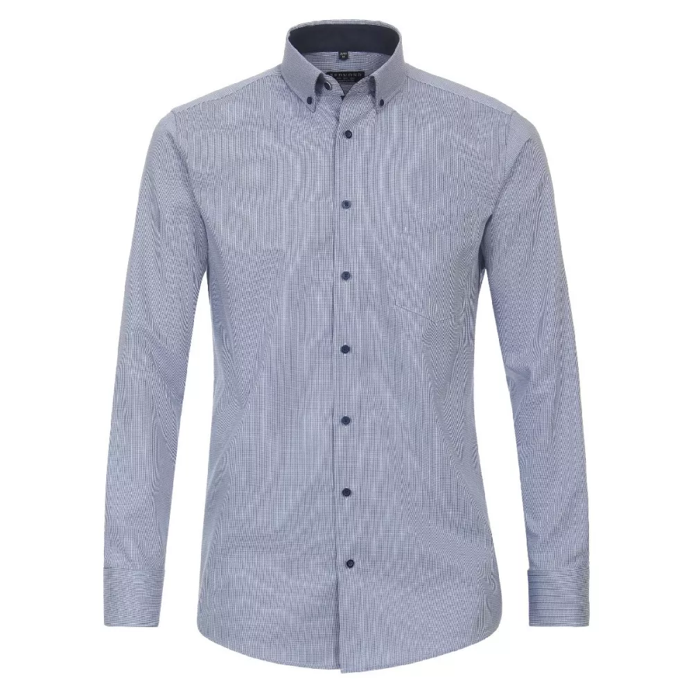 Chemise manche longue marine petit motif de 2XL à 6XL-5XL