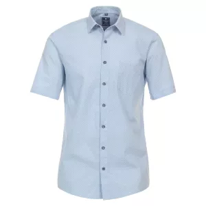 Chemise manche courte bleu clair petit motif de 2XL à 6XL-5XL