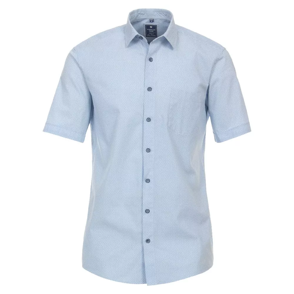 Chemise manche courte bleu clair petit motif de 2XL à 6XL-5XL