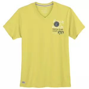 T-shirt col V Redfield Jaune citron imprimé Beach 