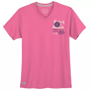 T-shirt col V Redfield rose imprimé Beach -8XL