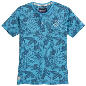 T-shirt bleu azur floral col Serafino estival-10XL