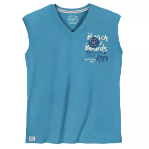 T-shirt sans manche col en V bleu azur de 3XL à 10XL