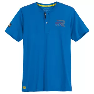 T-shirt Serafino bleu royal col boutonné tendance