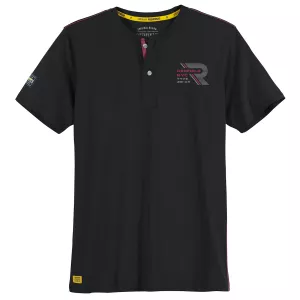 T-shirt Serafino noir col boutonné tendance