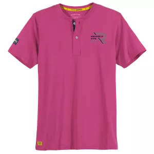 T-shirt Serafino rose dahlia col boutonné tendance