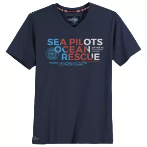 T-shirt manche courte col en V bleu nuit de 3XL à 10XL Sea Pilots