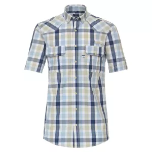 Chemise manche courte carreaux bleu beige de 2XL à 6XL