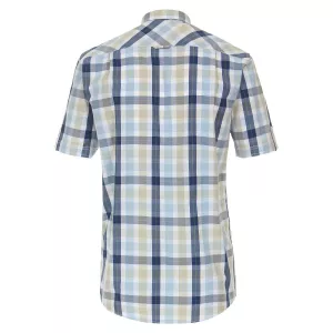 Chemise manche courte carreaux bleu beige de 2XL à 6XL-6XL