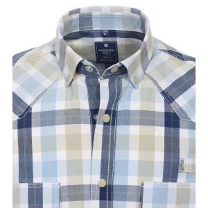 Chemise manche courte carreaux bleu beige de 2XL à 6XL-6XL