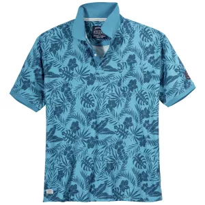 Polo piqué bleu azur Motif Floral de 3XL à 10XL -3XL