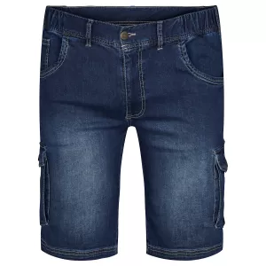 Bemuda jeans cargo bleu délavé grande taille 2XL - 8XL