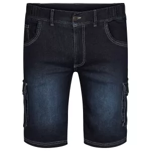 Bemuda jeans cargo bleu foncé délavé grande taille 2XL - 8XL