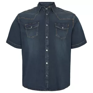 Chemise jeans manches courtes bleu délavé de 2XL à 8XL-4XL