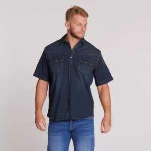 Chemise jeans manches courtes bleu délavé de 2XL à 8XL-2XL