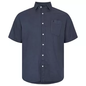 Chemise lin manches courtes bleu marine de 2XL à 8XL-2XL