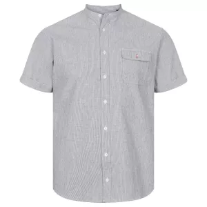 Chemise lin manches courtes col mao Ligné bleu marine de 2XL à 8XL