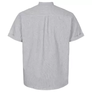 Chemise lin manches courtes col mao Ligné bleu marine de 2XL à 8XL-2XL