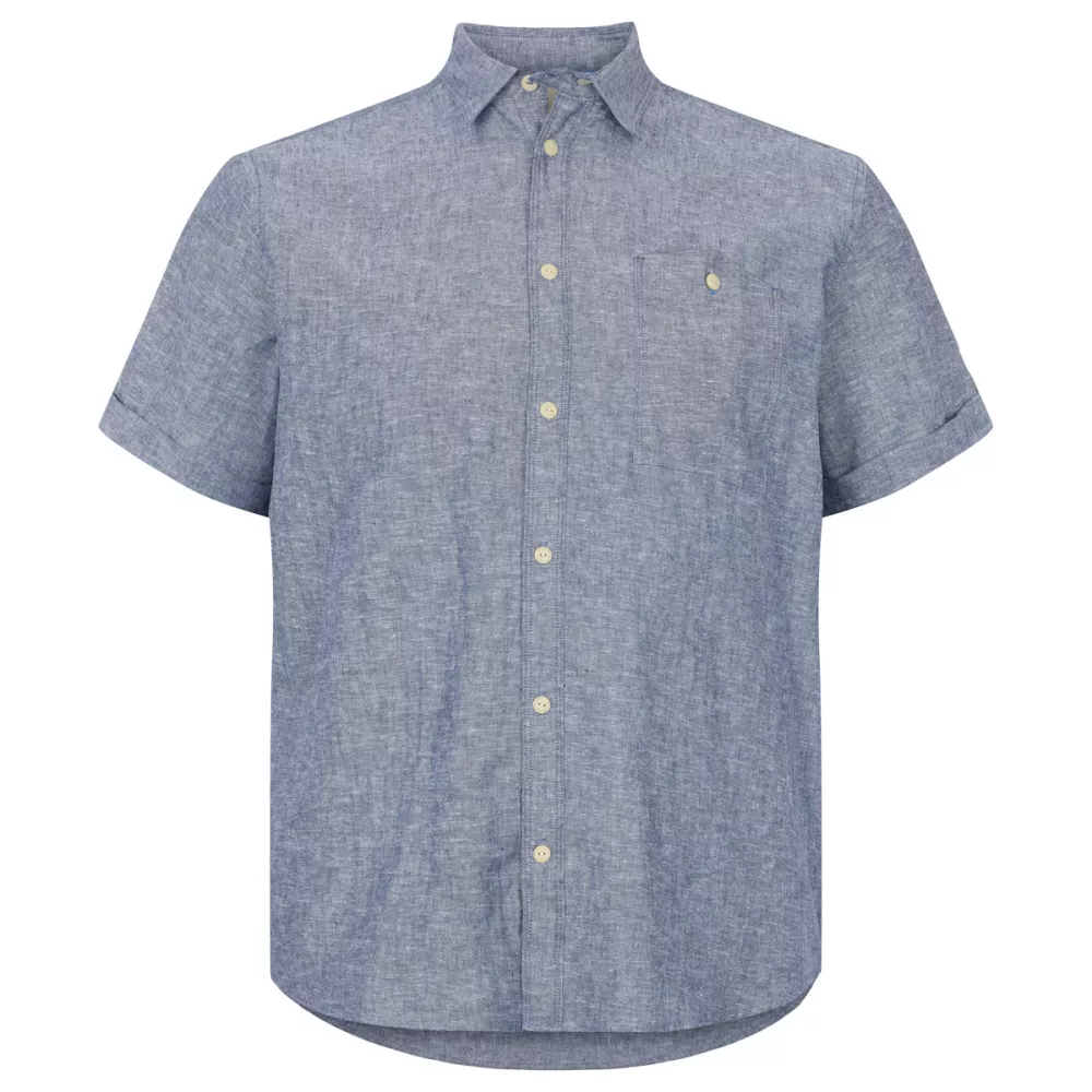 Chemise lin manches courtes mélange de bleu clair de 2XL à 8XL-7XL