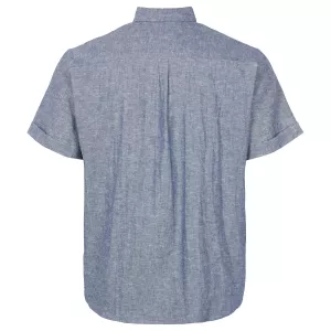 Chemise lin coton mélange de bleu clair poche poitrine-5XL