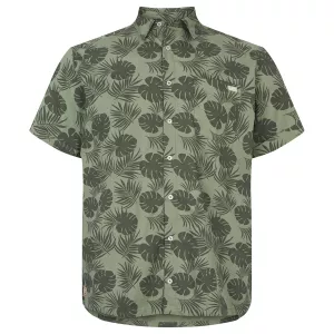 Chemise tropicale feuillage vert